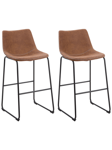 Beliani 2er-Set Barhocker FRANKS in Braun/Schwarz