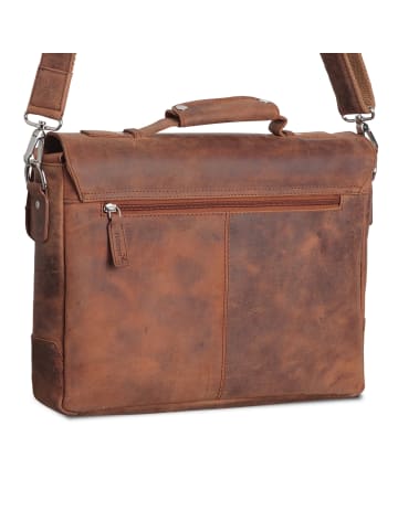 Packenger Leder Messenger Bag bis 15 Zoll in Cognac Braun