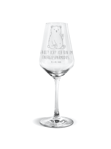 Mr. & Mrs. Panda Gravur Glas Eisbär Faul mit Spruch in Transparent