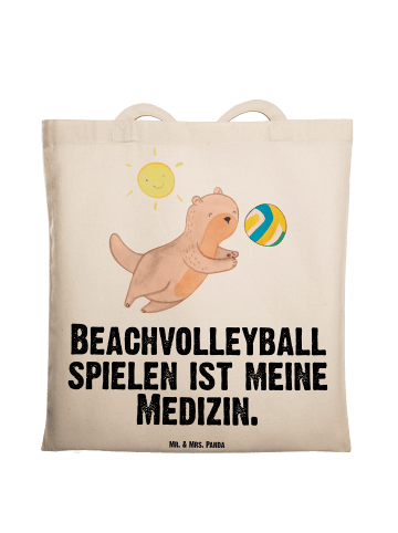 Mr. & Mrs. Panda Tasche Otter Beachvolleyball mit Spruch in Creme
