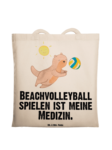 Mr. & Mrs. Panda Tragetasche Otter Beachvolleyball mit Spruch in Creme