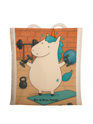 Mr. & Mrs. Panda Tote Bag Einhorn Fitness Design ohne Spruch in Weiß