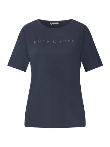 Street One Silk-Look Shirt mit Wording in Blau