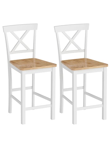 HOMCOM Barhocker in Eiche & Weiß 46,5L x 41,5B x 96H cm