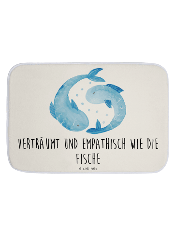 Mr. & Mrs. Panda Badezimmerteppich Sternzeichen Fische mit Spruch in Weiß
