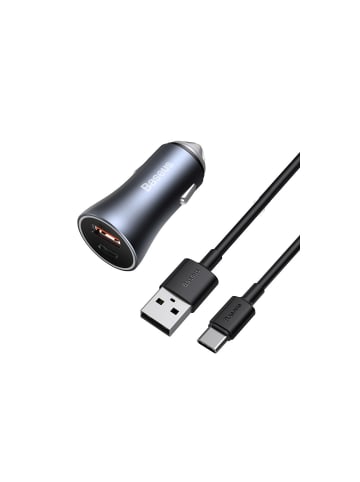 Baseus Schnelles USB-Autoladegerät Typ C / USB 40 W in Grau