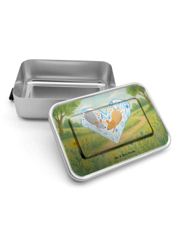 Mr. & Mrs. Panda Brotdose Mäuse Herz Design ohne Spruch in Weiß