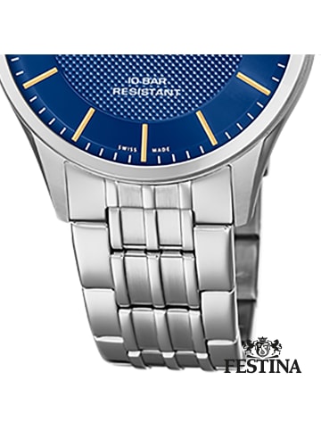 Festina Analog-Armbanduhr Festina Swiss Made silber groß (ca. 40mm)