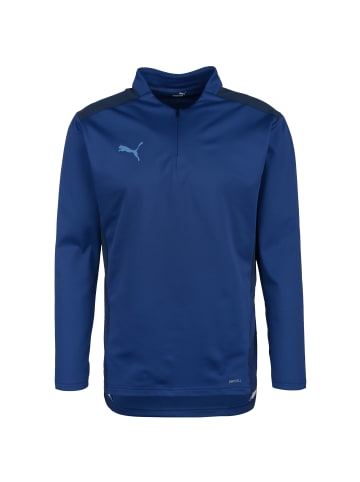 Puma Sweatshirt teamCUP 1/4 Zip in dunkelblau / hellblau