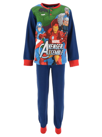 Avengers 2tlg. Outfit: Schlafanzug Hulk Ironman Captain America Pyjama Langarm in Blau