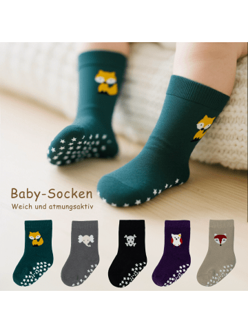 Yalion 9er-Set Yalion Socken mit Tiermotiven & Stern-Stoppern,  Lila