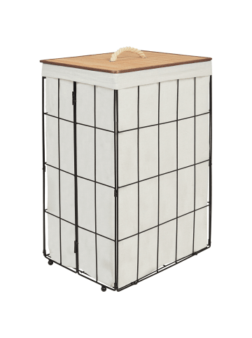 Beliani Wäschekörbe MIRISSA in Schwarz/Weiß/Braun - (W) 40 x (H) 60 x (L) 30 cm