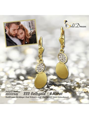 GoldDream Echtgold, 333er Gelbgold Damen Ohrhänger Oval Ohrring ca. 33mm