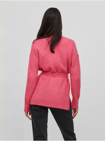 Vila Feinstrick Cardigan Stretch Jacke mit Gürtel VIFELO in Pink