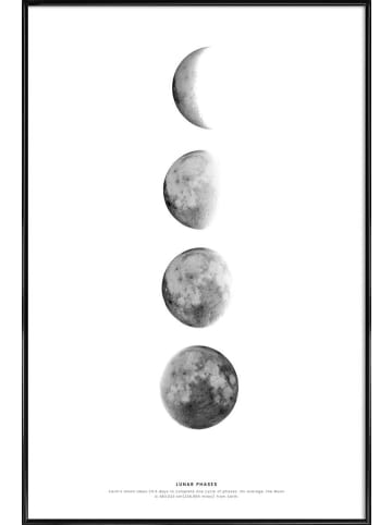 Juniqe Poster in Kunststoffrahmen "Phases of the Moon" in Schwarz & Weiß