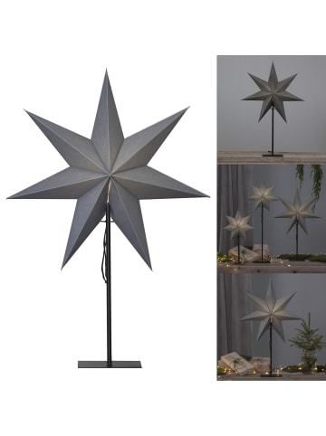 STAR Trading Tischlampe Stern Ozen, groß, grau, 75cm in Silber