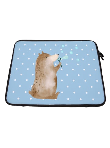 Mr. & Mrs. Panda Laptophülle Bär Seifenblasen ohne Spruch in Blau Pastell
