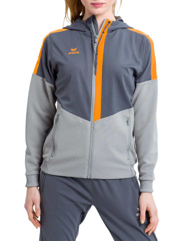 erima Damen Squad Trainingsjacke mit Kapuze in slate grey/monument grey/new orange
