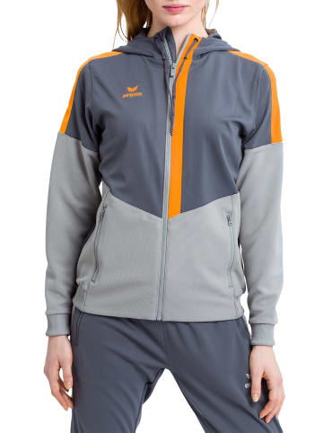 erima Squad Trainingsjacke mit Kapuze in slate grey/monument grey/new orange