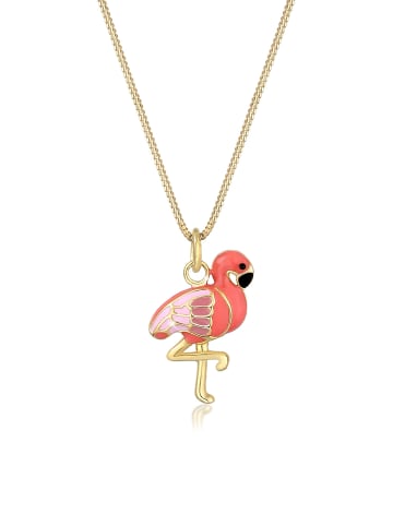 Elli Halskette 925 Sterling Silber Flamingo in Gold