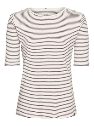 Camel Active Gestreiftes Rundhals T-Shirt aus reiner Baumwolle in Weiß
