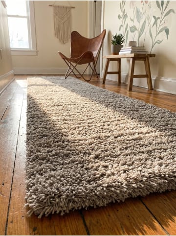 KADIMA DESIGN Teppich Hochflor Shaggy Waschbar Einfarbig SALZACH Strapazierfähig in Beige