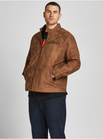 Jack & Jones Kunstleder Jacke Plus Oversize Biker Blouson Übergangs JJEROCKY in Braun