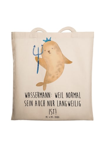 Mr. & Mrs. Panda Tragetasche Wassermann Unikat mit Spruch in Creme