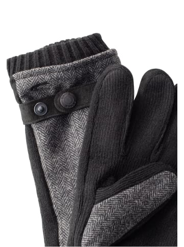 Camel Active Handschuhe mit Lederriemen in Wolloptik in Grau