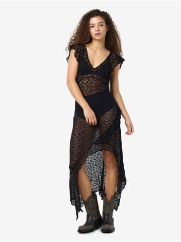 Noisy may Elegantes Spitzenkleid mit V-Ausschnitt und Rüschen in Schwarz