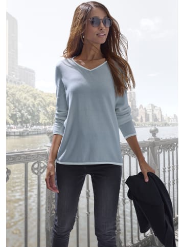 Vivance by Lascana V-Ausschnitt-Pullover in blau-hellblau