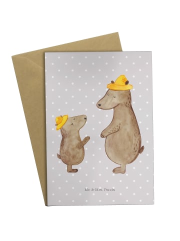 Mr. & Mrs. Panda Glückwunschkarte Bären mit Hut ohne Spruch in Grau Pastell