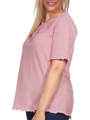 NORMANN Schlafanzug kurzarm Oberteil Pyjama Shirt Top in pink