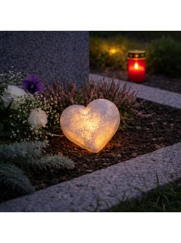MARELIDA LED Herz Leuchtherz Grabherz Dekoherz Muttertag 13cm Timer Grabschmuck