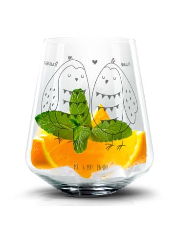 Mr. & Mrs. Panda Blümchentail Glas Eulen Liebe ohne Spruch in Transparent