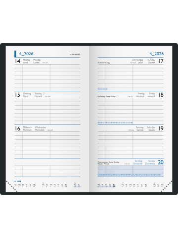 BRUNNEN Wochen-Sichtkalender 756 8,7x15,3cm 1 Woche/2 Seiten Balcron hellgrün 2026