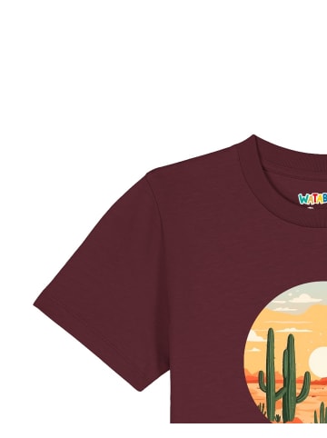 wat? Apparel T-Shirt Sonnenuntergang in der Wüste in Weinrot