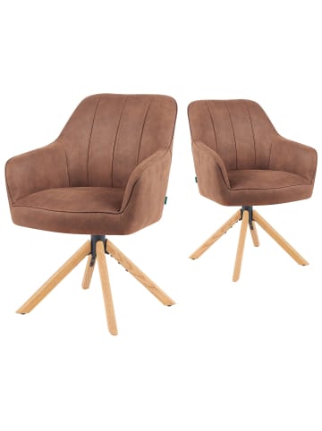 DUBI Möbel 2er-Set: Drehstuhl Mika-Levi in Braun - (B)60 x (H)87 x  (T)65 cm
