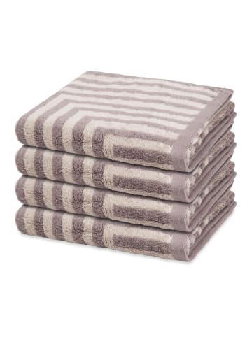 Ross 4 X Handtuch im Set Grafik in Grau / beige