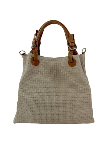 Toscanto Toscanto Handtasche, Umhängetasche Leder taupe, beige ca. 31cm
