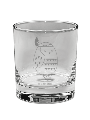 Mr. & Mrs. Panda Scotch Glas Eule Federschmuck ohne Spruch in Transparent