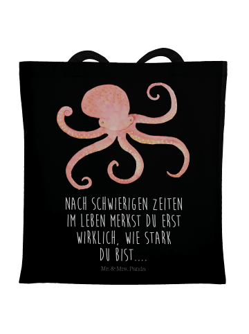 Mr. & Mrs. Panda Einkaufstasche Tintenfisch mit Spruch in Schwarz