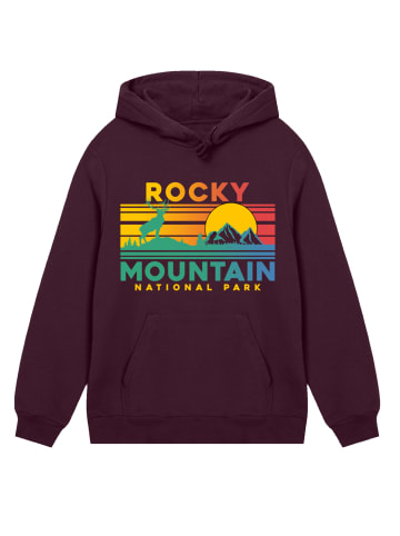 F4NT4STIC Hoodie US National Parks Rocky Mountain Sunset in maroon