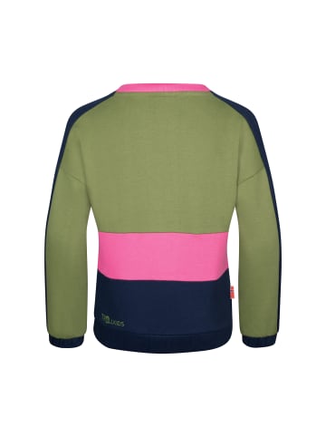 Trollkids Sweatshirt "Verdal" in Dunkle Olive/Hellmagenta/Marine