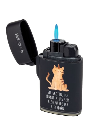 Mr. & Mrs. Panda Mini Feuerzeug Einhorn Katze mit Spruch in Schwarz