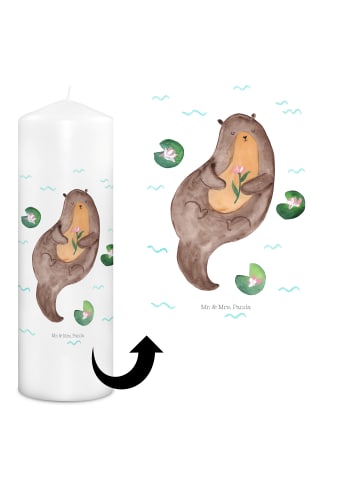 Mr. & Mrs. Panda Adventskerze Otter Seerose ohne Spruch in Weiß