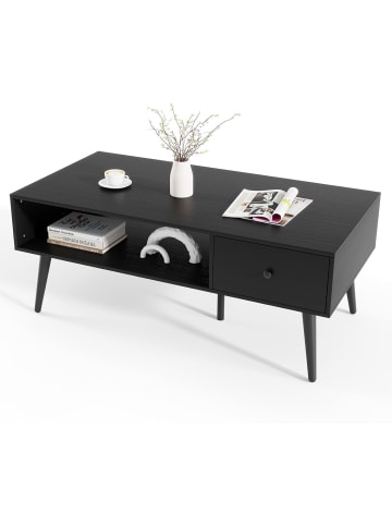 COSTWAY Couchtisch mit Schublade 109 x 55 x 39,5 cm in Schwarz