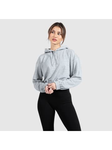 SMILODOX Crop Hoodie Abby in Grau Melange