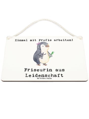 Mr. & Mrs. Panda Deko Schild Friseurin Leidenschaft mit Spruch in Weiß