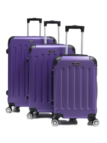 Cheffinger Reisekoffer Koffer 3 tlg Hartschale Trolley Set in Lila